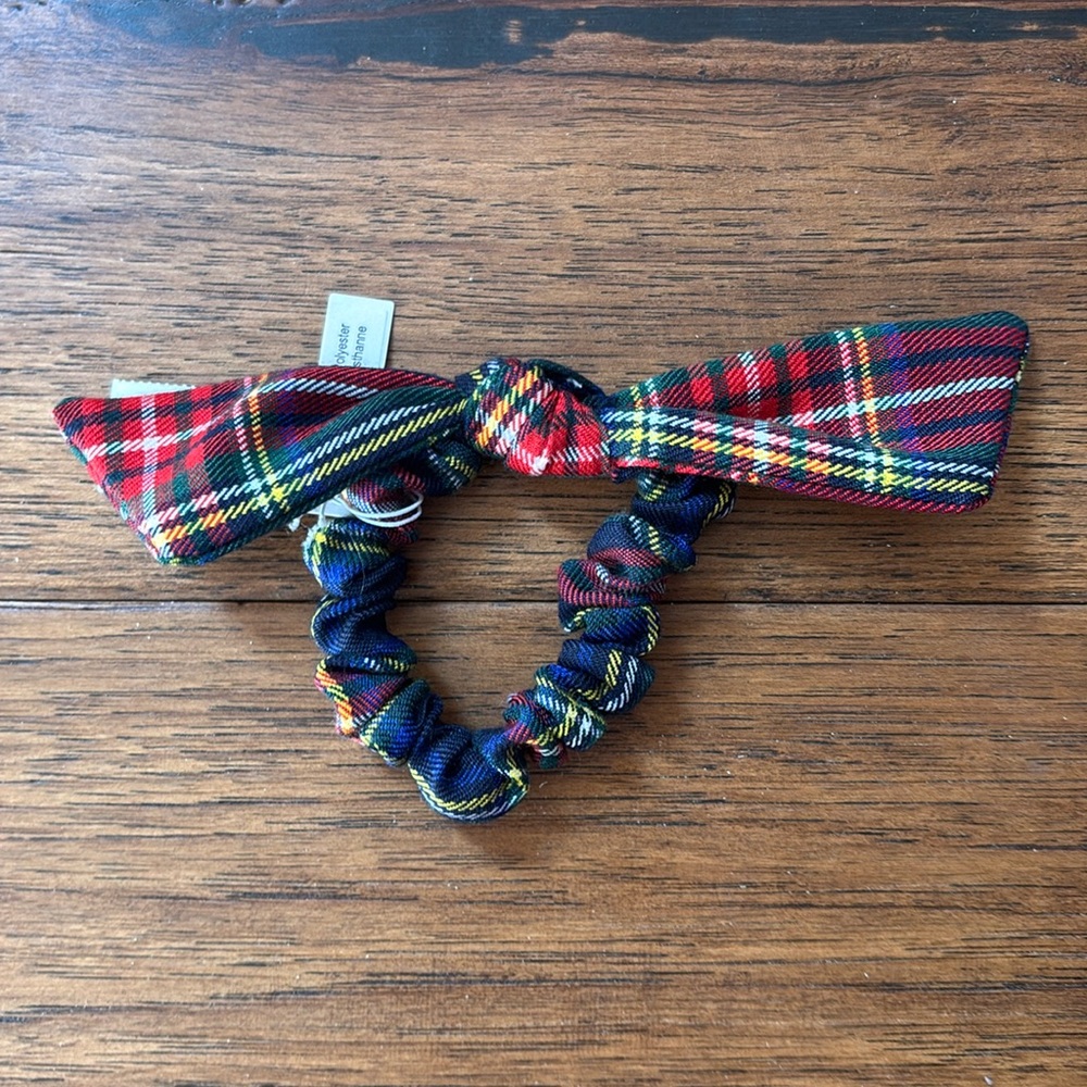 J. Crew Plaid Hair Scrunchie - Red and Blue